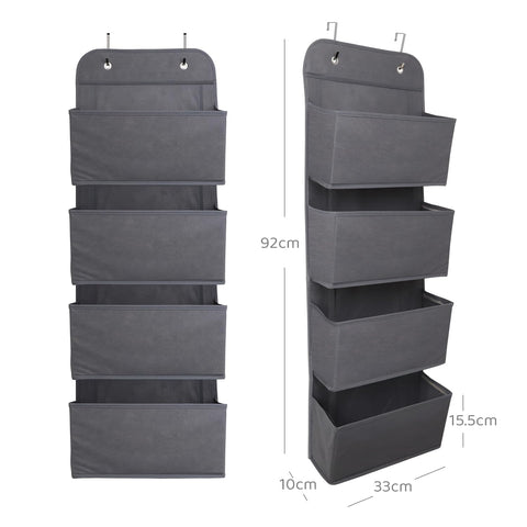 ManGotree 4 Pockets Over Door Storage Organiser Space Saving Dark Grey
