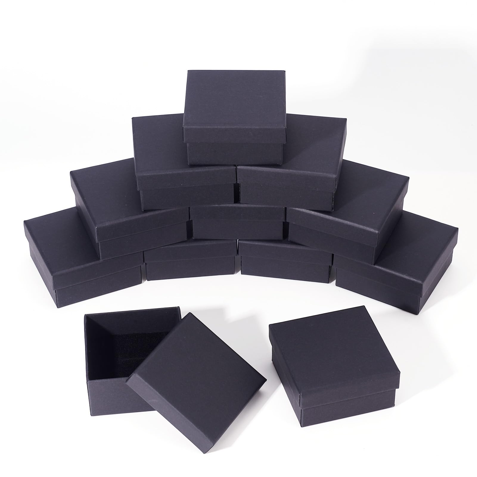 Craftdady 12pcs Black Gift Box Square Cardboard Box with Sponge Jewelry Storage Boxes for Rings Bangle Bracelet Earring Necklace Display