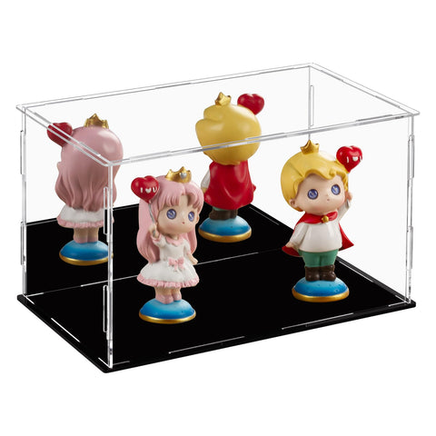 Dezzer Acrylic Display Case Box with Black Base, Assemble Countertop Clear Acrylic Dustproof Protection Showcase for Action Figures Toys