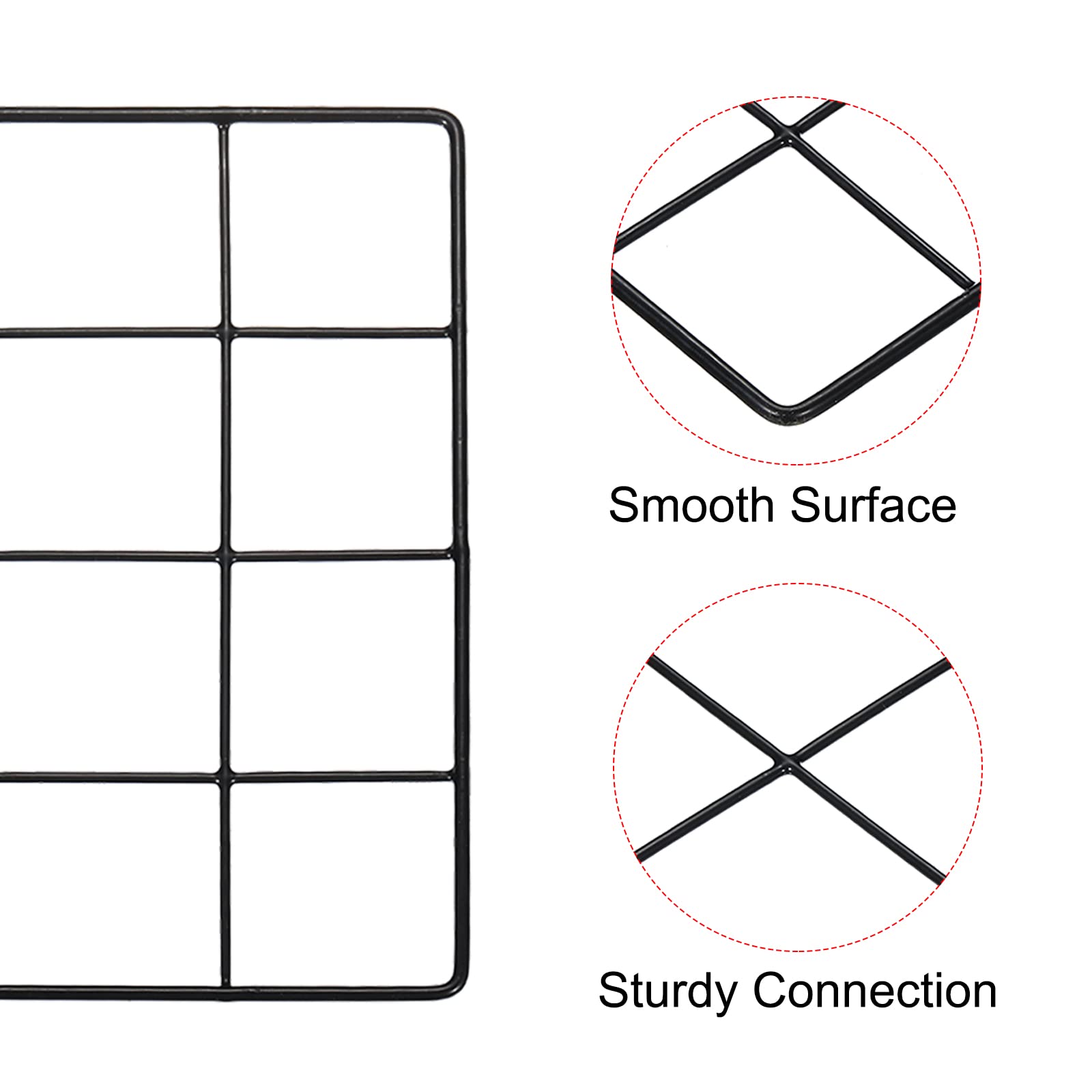 PATIKIL 8"x8" Wire Grid Panel, 1 Pack Wall Grid Decorative Panels Board Photo Pictures Display Decor Hanging Organizer for Home Office, Black