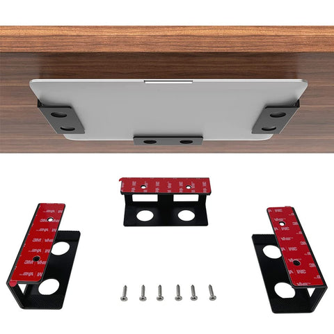 JEMACHE Under Desk Laptop Mount with Adhesive, Hard Aluminum Under Table Desk Holder for Laptop, Mac Mini, MacBook