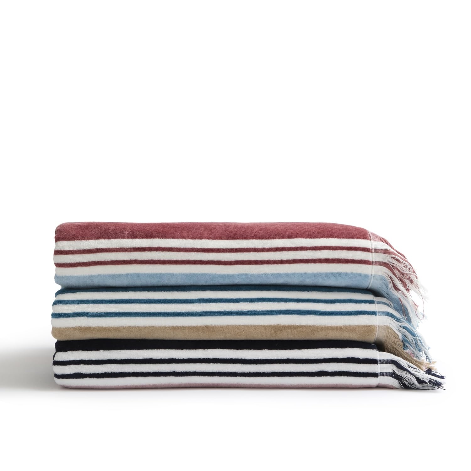 Christy College Beach Towel | 500 GSM | Sand Free | 100% Cotton | Yarn-dyed striped beach towel | Quick Dry Towelling Rear | 100cm x 180cm | Navy Blue
