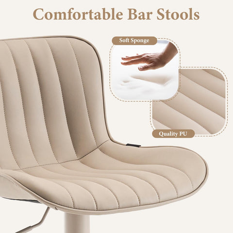 Kidol&Shellder Bar Stools Set of 2 Modern Breakfast Bar Stools, ALL Khaki