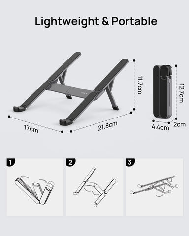 SODI Laptop Stand, Pocket-sized, Foldable and Portable Laptop Stand, 6 Adjustable Levels, Lightweight for Travel/Library/Cafe