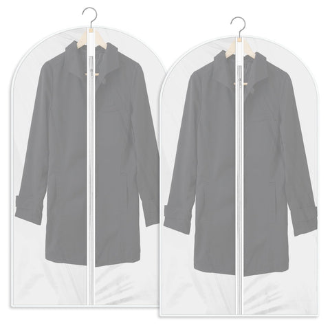Garment Bags 2 PCS Dustproof Clothes Covers Waterproof Moth Proof Coat Bag with Zip Translucent Suit Cover Bags Anti-Mite Breathable Protector for