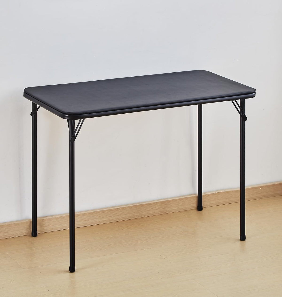 KAIHAOWIN Metal Folding Table, Small Foldable Desk with Vinyl Top, Powder-Coated Steel Legs