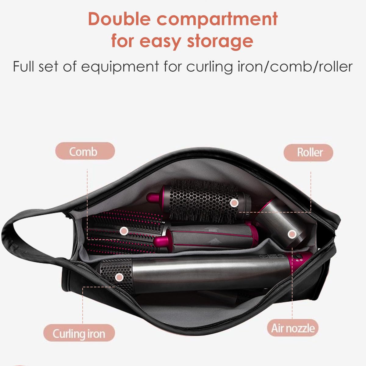 PU Leather Travel Case Carrying Case Storage Bag Protective Case for Dyson Supersonic Hair Dryer