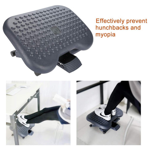 Ergonomic Foot Rest Under Desk, Height Adjustable Plastic Footrest with Massage Point for Office Home