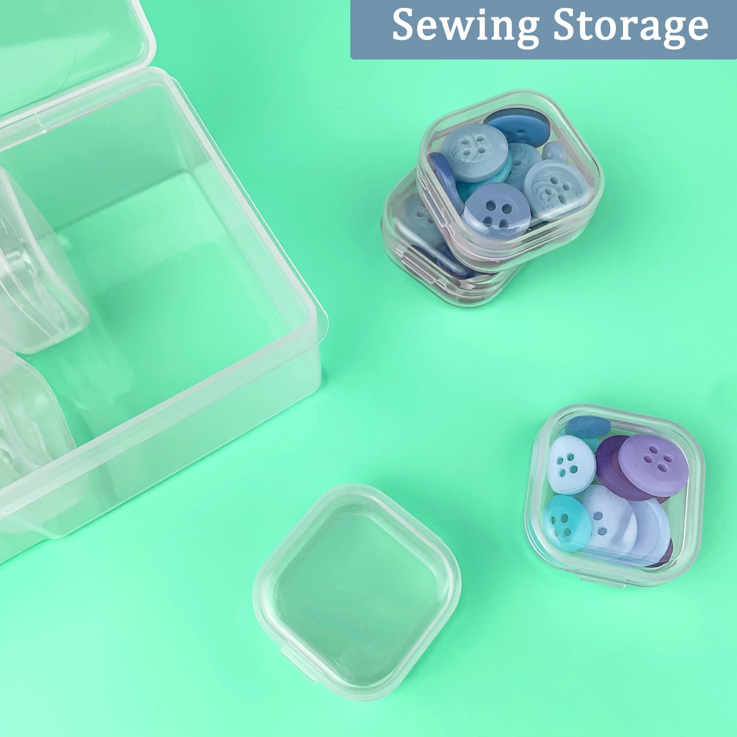 Qualsen Storage Boxes with Lids, 40 Pieces, 3.5 x 3.5 x 1.8 cm