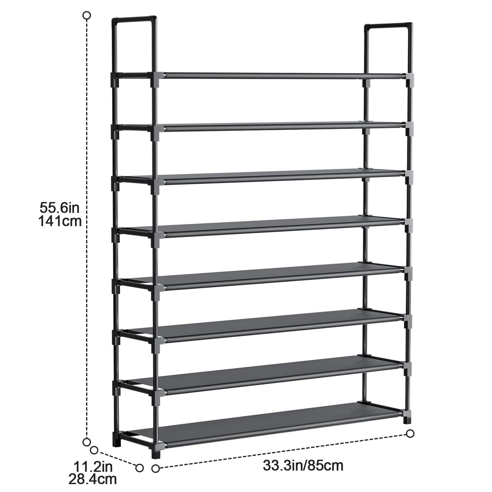 OYREL Shoe Rack 8 Tier 32-40 Pairs Shoes, Shoe Storage Large with Hooks