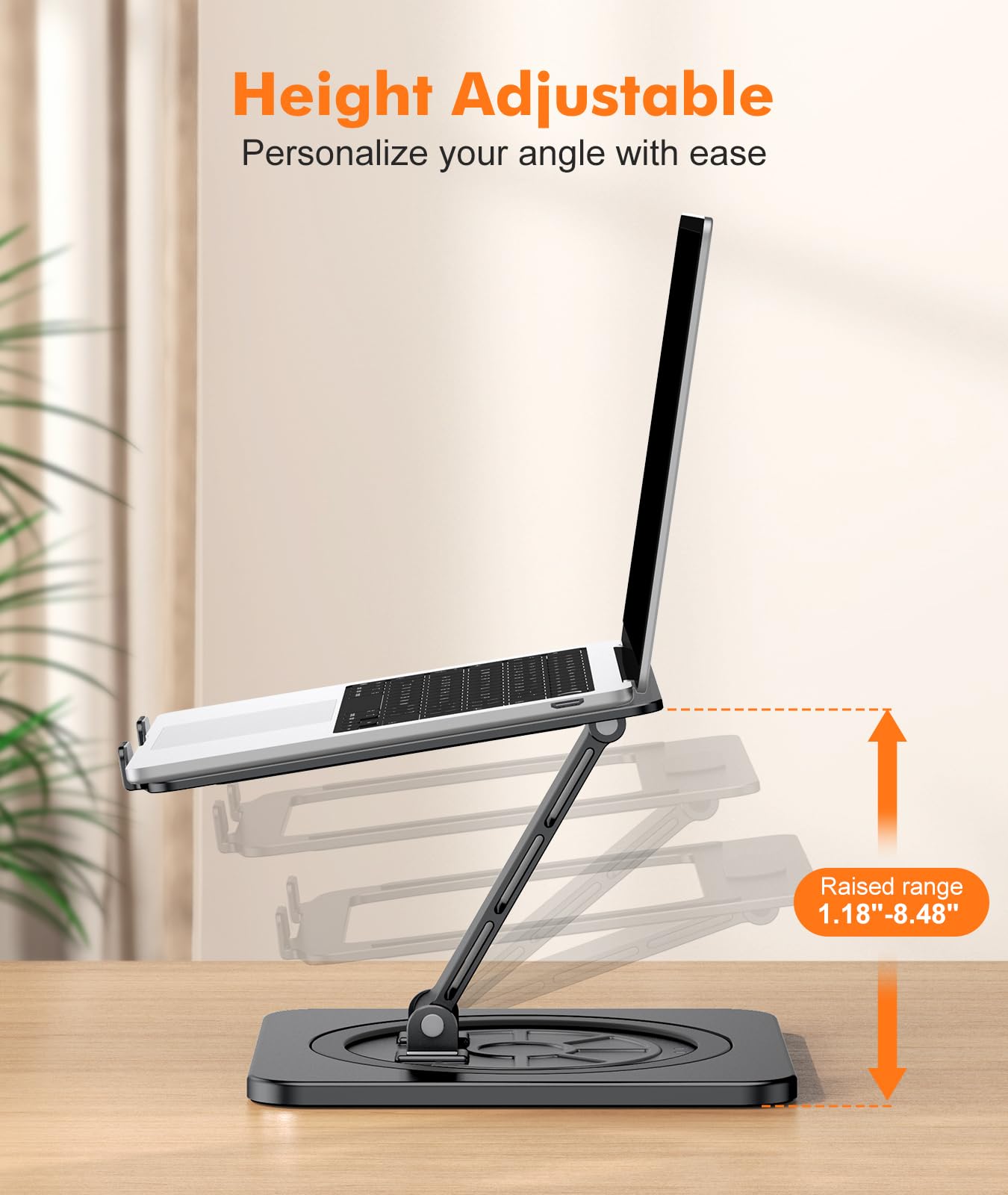 EOIWUY Laptop Stand with 360° Swivel Base, Foldable Laptop Riser for Desk