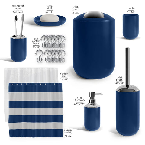 Clara Clark Bathroom Set - Gray Bathroom Accessories Set, 20PC Bathroom Accessory Set, Shower Curtain Set with Liner, Toothbrush Holder