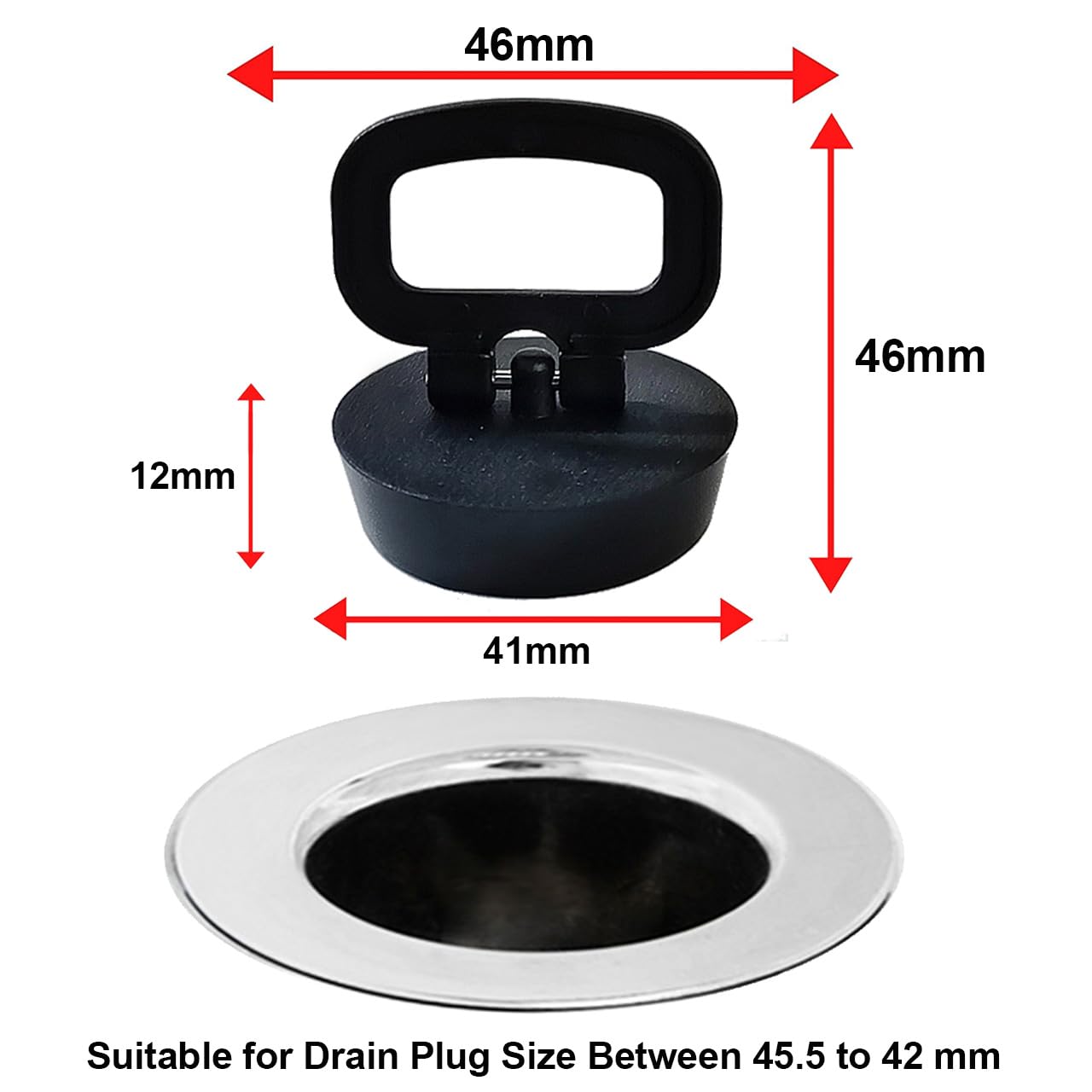 (2 Pack) Tomario Kitchen Sink Plug with Handle 1 3/4 inch Bath Plug 44mm