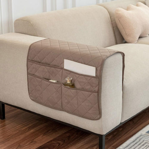 BDKMMS Sofa Armrest Organizer, Non Slip Recliner Caddy with Multi-pocket Design, Soft & Breathable Sofa Armchair Caddy for TV Remote, Phone, Magazine