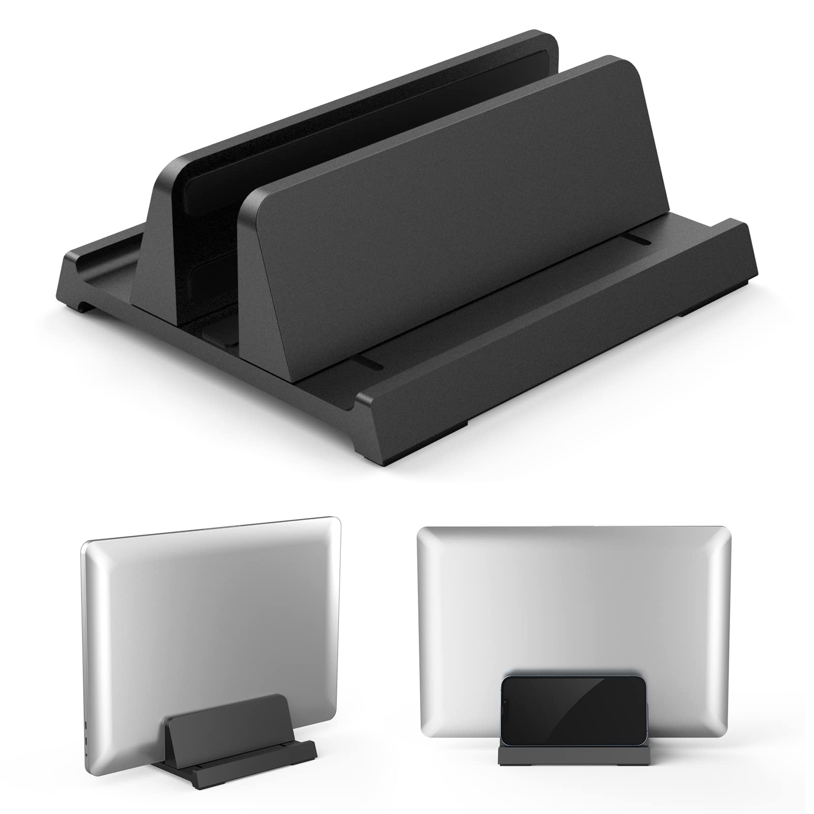 3 in 1 Vertical Laptop Stand - Klearlook Adjustable ABS Notebook Dock,Space-saving Desktop Laptop Holder Compatible