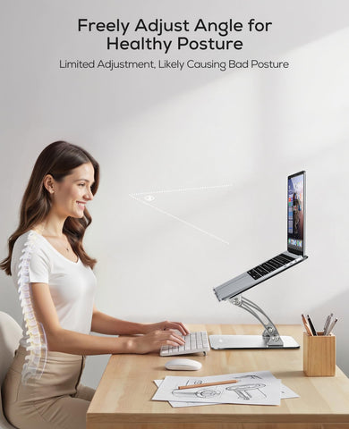 Nulaxy Ergonomic Adjustable Laptop Stand for Desk, Dual Foldable Design