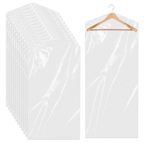 10 Pack Long Dress Covers 71 Inch Clear Garment Bags for Hanging Clothes Plastic Suit Bags Dry Cleaning Bags Hanging Dust-proof Garment Bags for Coat
