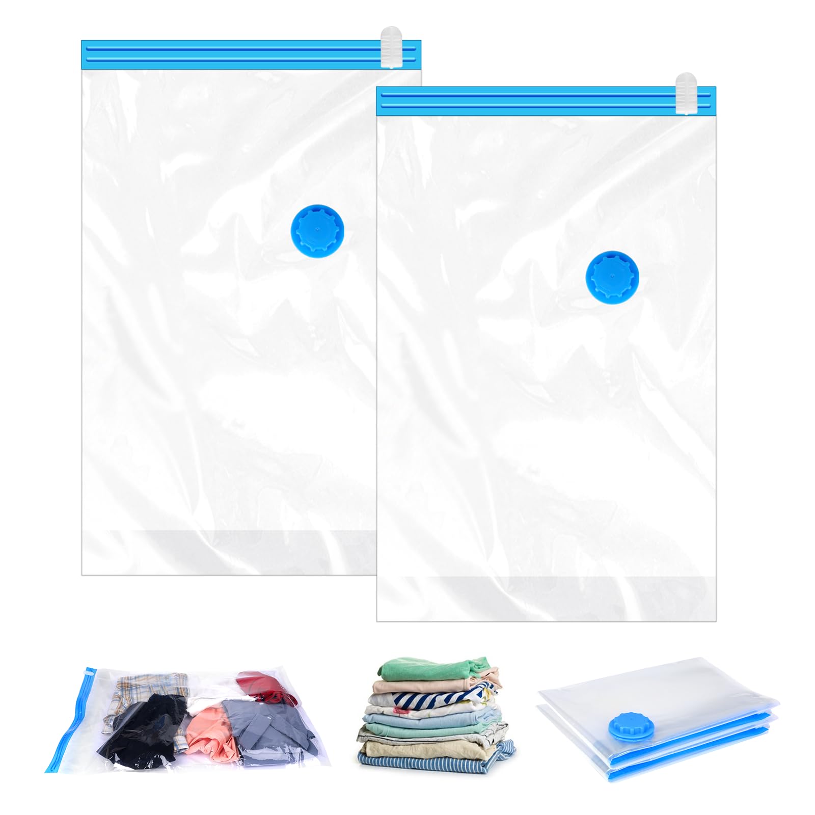 2Pack Vacuum Storage Bags for Clothes, 40x60cm Travel Space Saver