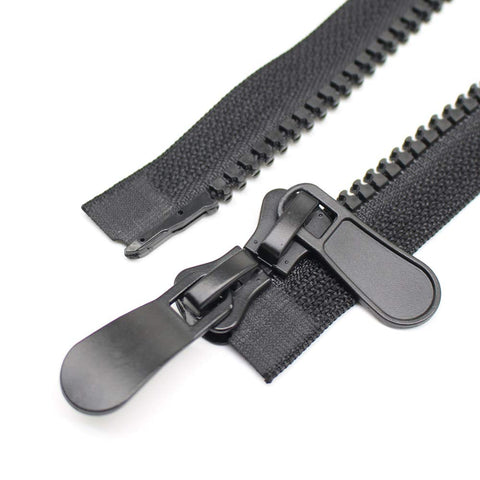 YaHoGa 150 cm #8 Zip Plastic 2 Way Separable Black Zip for Coat Jackets (RZTW 150 cm)