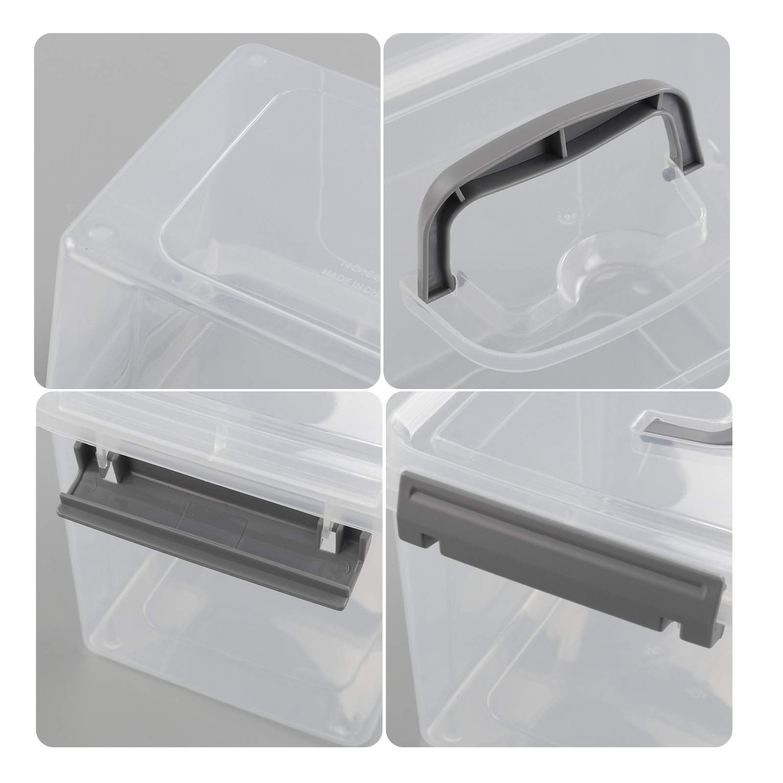 Leendines 5.5 Liter Plastic Lidded Storage Box, Clear Boxes, 6 Pack