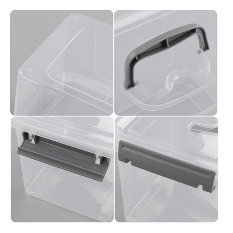 Leendines 5.5 Liter Plastic Lidded Storage Box, Clear Boxes, 6 Pack