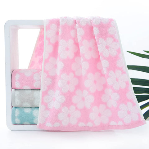 Pidada Hand Towels Set of 2 Floral Pattern 100% Cotton Soft Absorbent Decorative Towel for Bathroom (Pink)