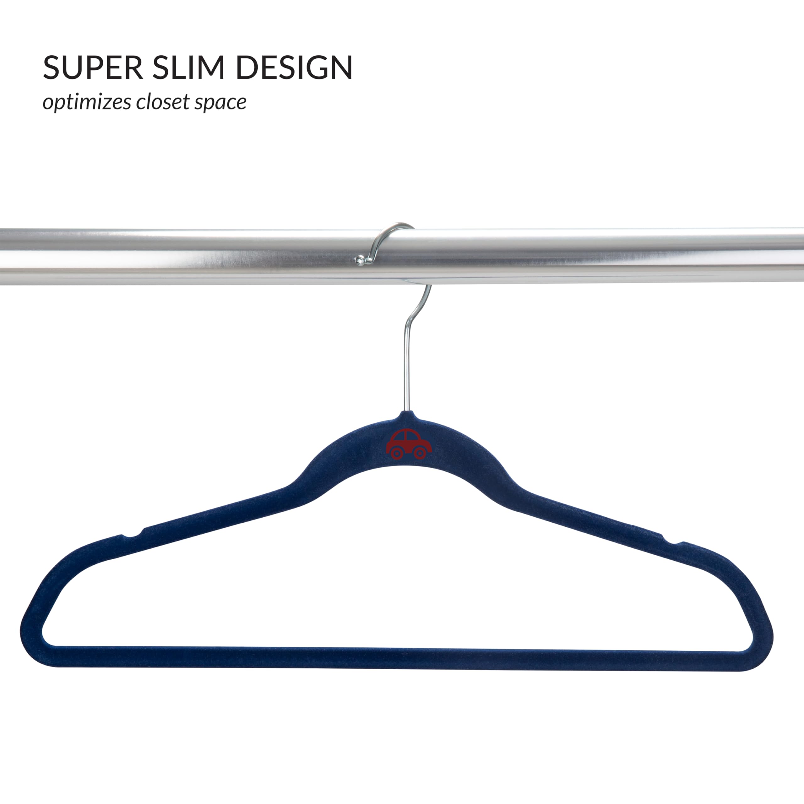 Simplify Kids 25 Pack Velvet Hangers, Slim Non Slip Design, Space Saver, Colors to Match Any Baby Nursey, Navy