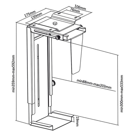 Maclean MC-713B or MC-713S Under Desk PC Mount The 10 kg Black Or Silver (Silver)