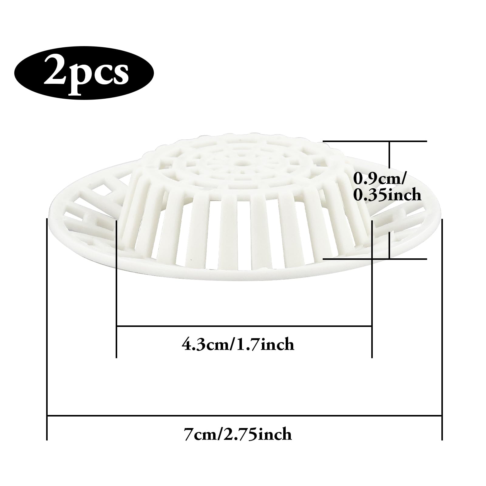 2 Pcs Plastic Sink Strainer, White Drain Hair Catcher Hair Plug Hole Plastic Lightweight Sink Filter Hair Trap Catch Waste Filter Plug Drain Filter