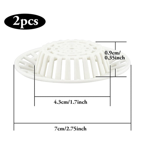 2 Pcs Plastic Sink Strainer, White Drain Hair Catcher Hair Plug Hole Plastic Lightweight Sink Filter Hair Trap Catch Waste Filter Plug Drain Filter