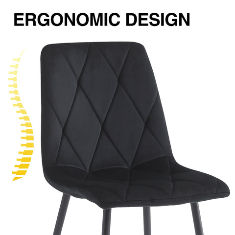 Artist Hand Set of 6 Dining Chairs for Dining Room Living Room, Velvet Fabric Kitchen Chairs Set with Upholstered Seat Backrest Solid Metal Legs