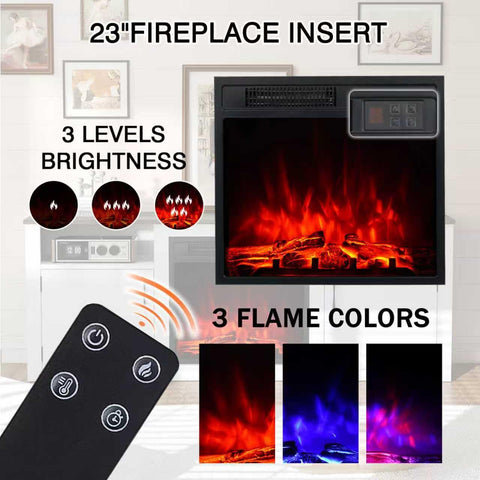 M.C.Haus 157cmW TV Stand 23" Electric Fireplace Modern Entertainment Centre with Realistic 3D Flame Effect, Overheat Protection & Remote Control