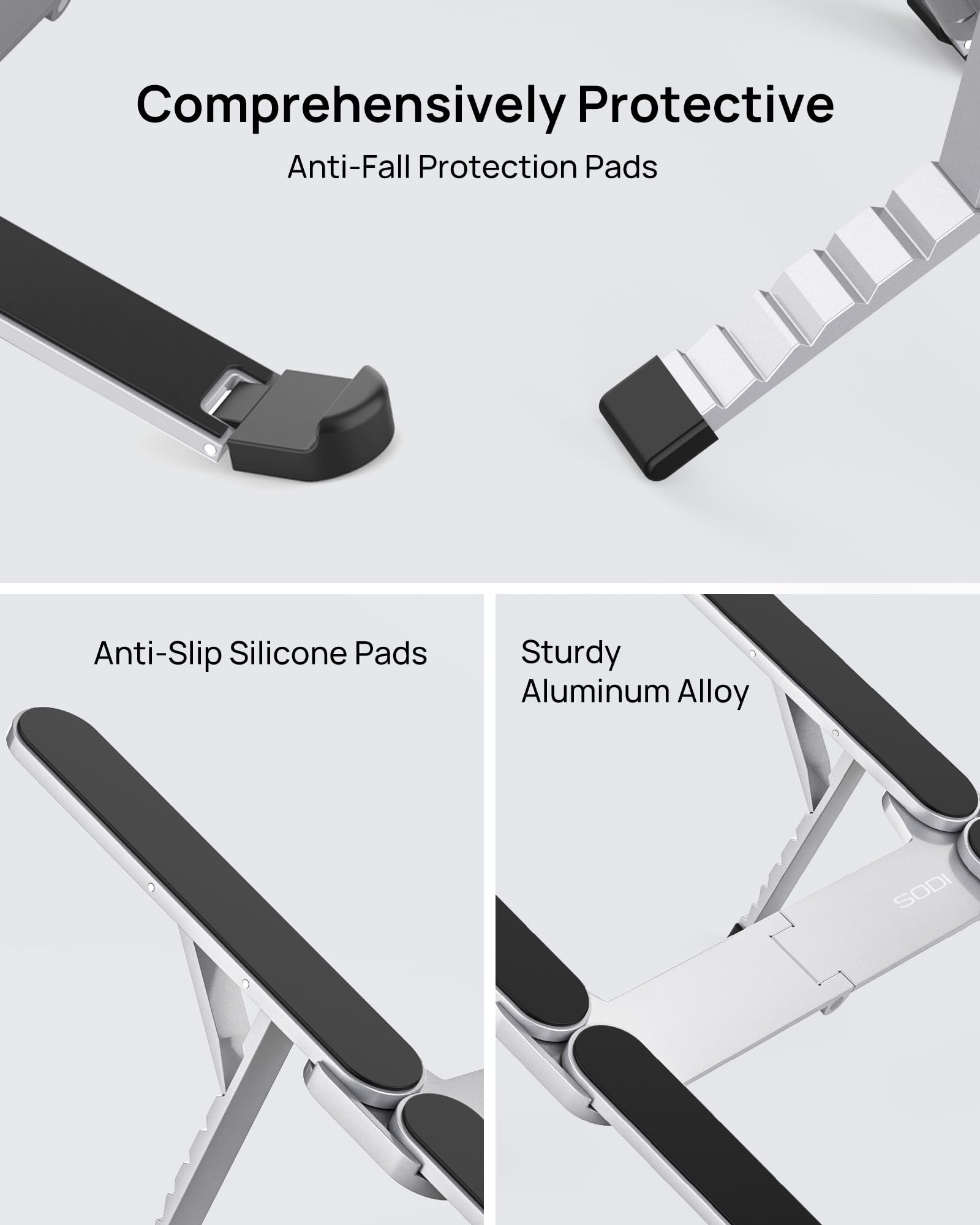 SODI Laptop Stand, Pocket-sized, Foldable and Portable Laptop Stand, 6 Adjustable Levels, Lightweight for Travel/Library/Cafe