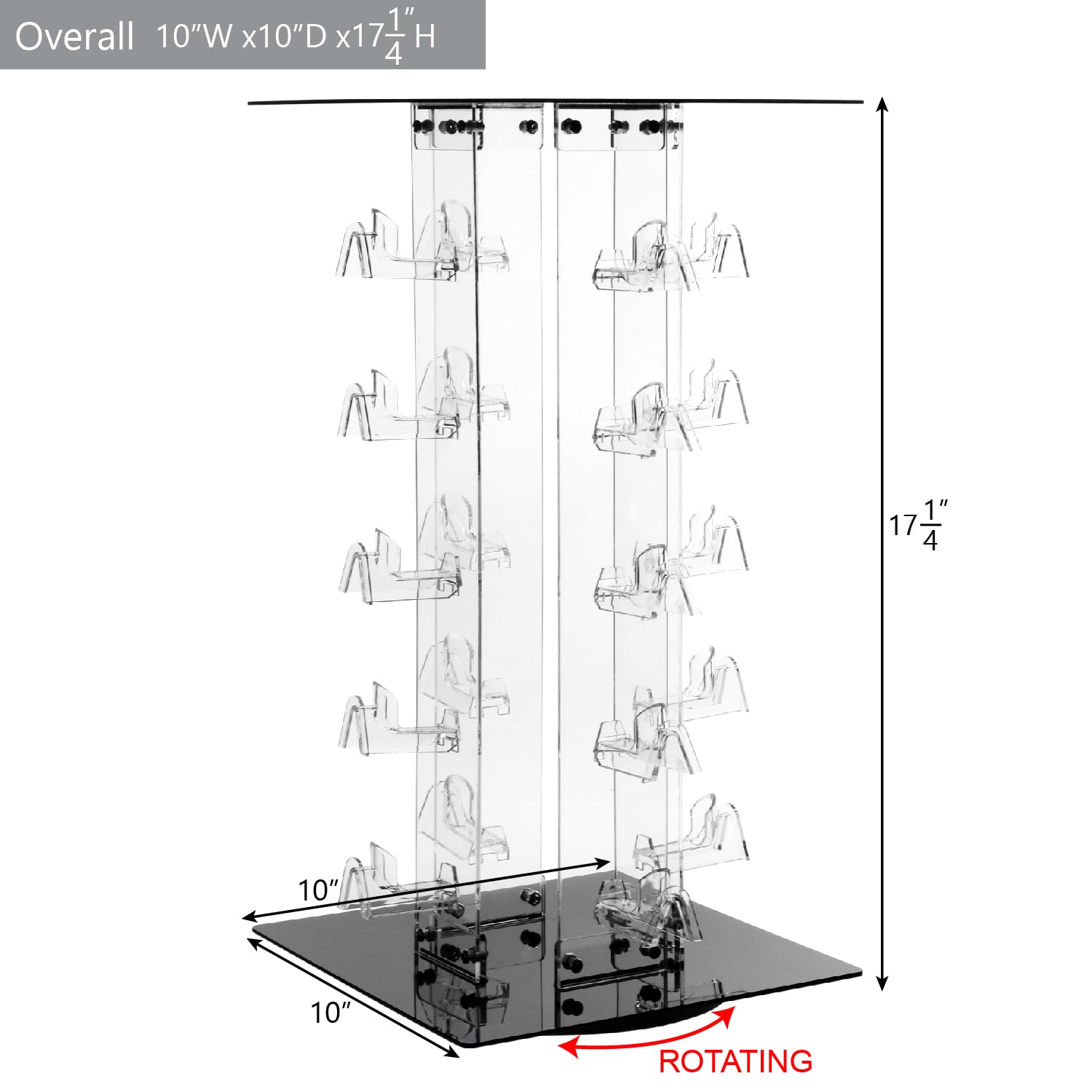 Mooca Acrylic Rotating Sunglasses & Eyewear Holder Display Sunglasses Organizer Stands Sunglasses Rack, 20 Frames