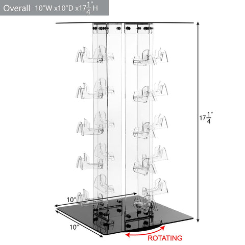 Mooca Acrylic Rotating Sunglasses & Eyewear Holder Display Sunglasses Organizer Stands Sunglasses Rack, 20 Frames