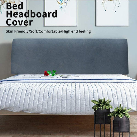 DUJUIKE Headboard Slipcover for Queen Bed, Stretch Bed Headboard Cover, Dustproof Protector Cover for Linen Tufted Upholstered