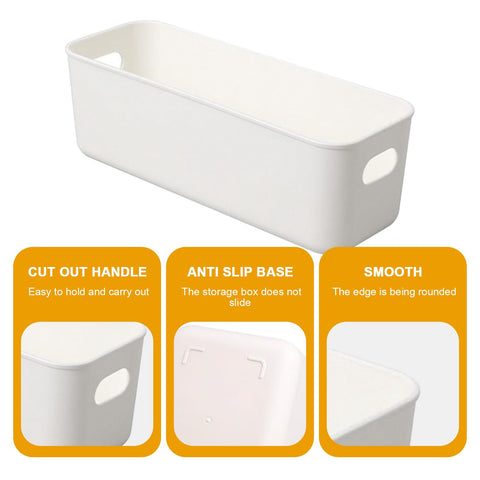 10 PCS Narrow Storage Box, 28×10 Cm Plastic Storage Basket Narrow Bathroom Storages Basket Small Bathroom Cabinet Organiser White Cupboard Organiser