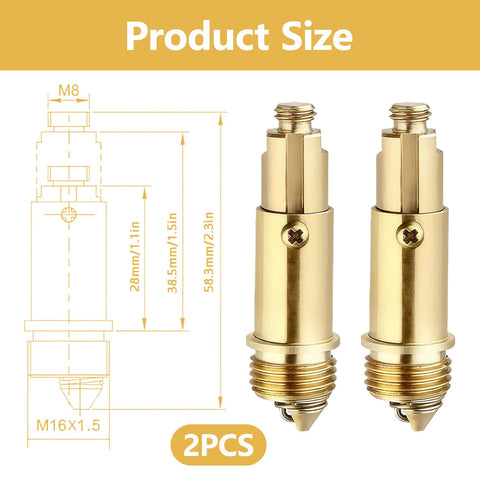 2Pcs Pop Up Click Clack Slotted Plug Bolt Assembly, Brass Plug Bolt Replacement, Internal Spring PlugBolt, for Most Sink Bath Tub Basin Drain Stopper