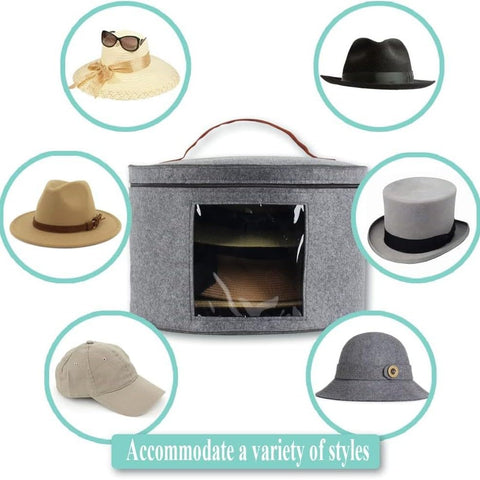 Hosoncovy Felt Large Hat Box Travel Bag Storage Bag,Foldable Hat Boxe with Lids, Multifunctional Closet Toys Organizer for Women and Men,Suitable for