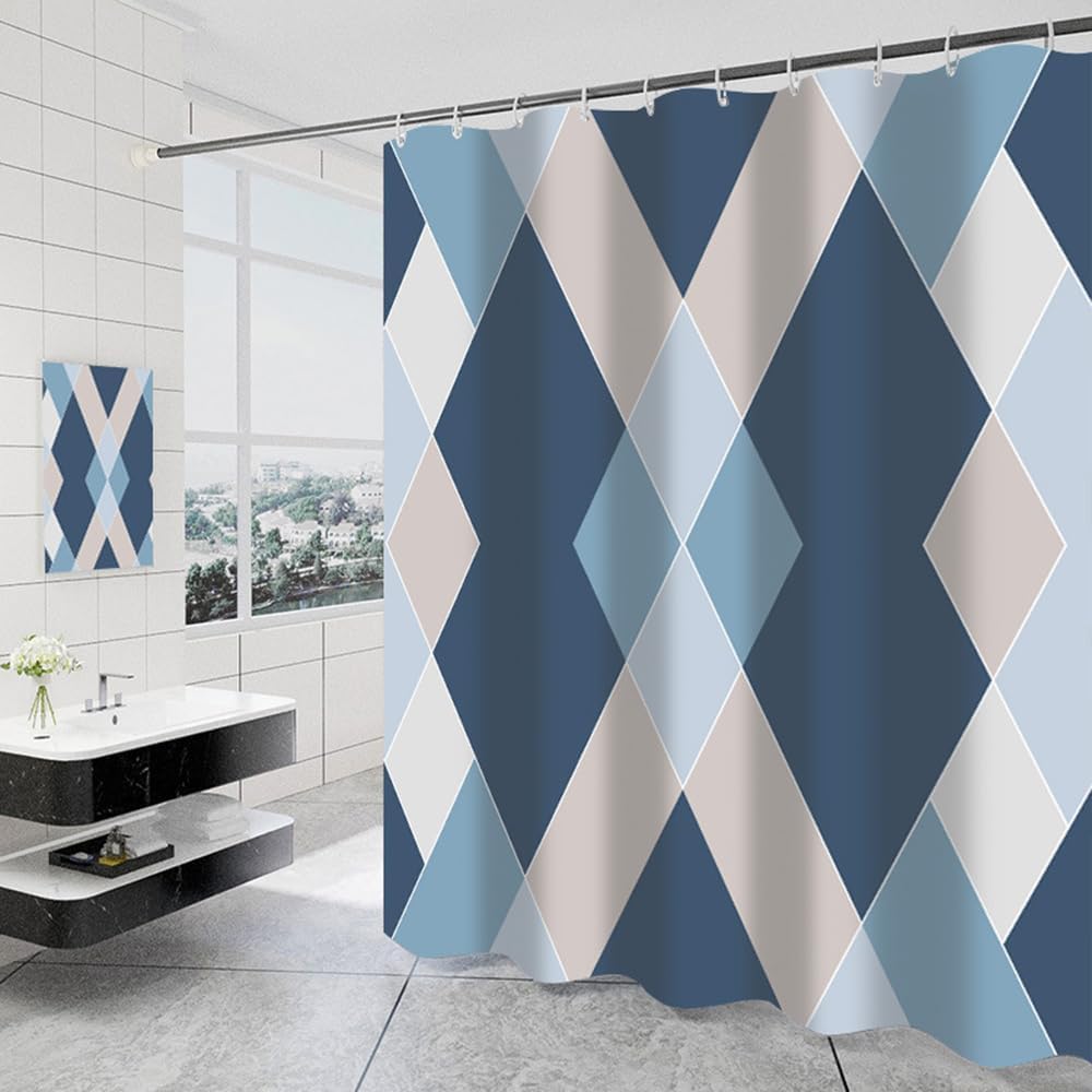 Lkw Ogechi Shower Curtain Waterproof Blue 240x200cm, Polyester Weighted Shower Curtains for Bathroom