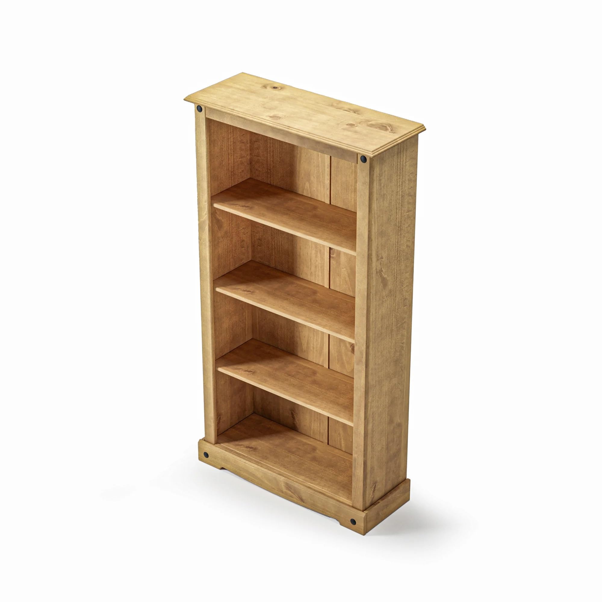Mews Corona Bookcase Medium Solid Mexican Pine Wood with 3 Shelves - Rustic Farmhouse Style