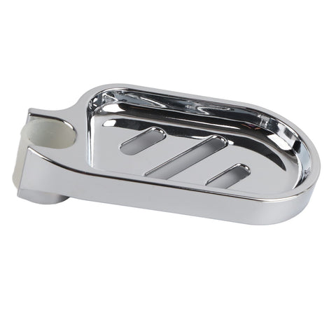 Shower Rail Soap Holder, Soap Dish Holder for Shower, Clips on Bathroom Soap Holders ABS Adjustable Shower Rod Slide with Hollow Out Design for Tube