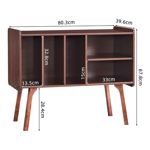 LELELINKY Record Player Stand, 4 Compartments, Holds Up to 220 Records