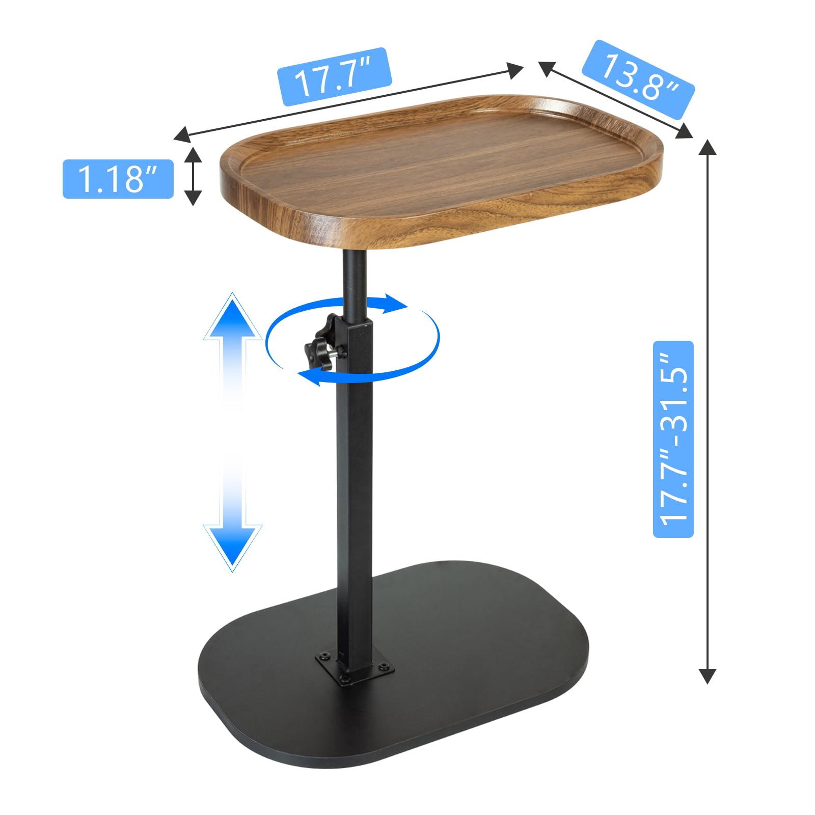 SHEBUYLLI Small Side Table, C Shaped Bed Side Table for Living Room Bedroom