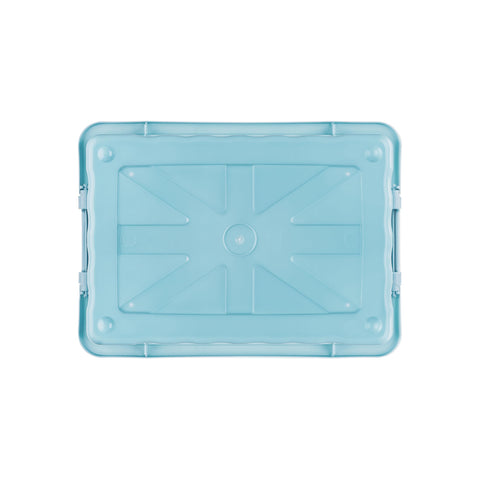 Cetomo 15L*3 Storage Boxes with Lids, Plastic Storage Box with Secure Side Latches, Stackable & Nestable Organizer for Home, Office, Moving, PP, Blue
