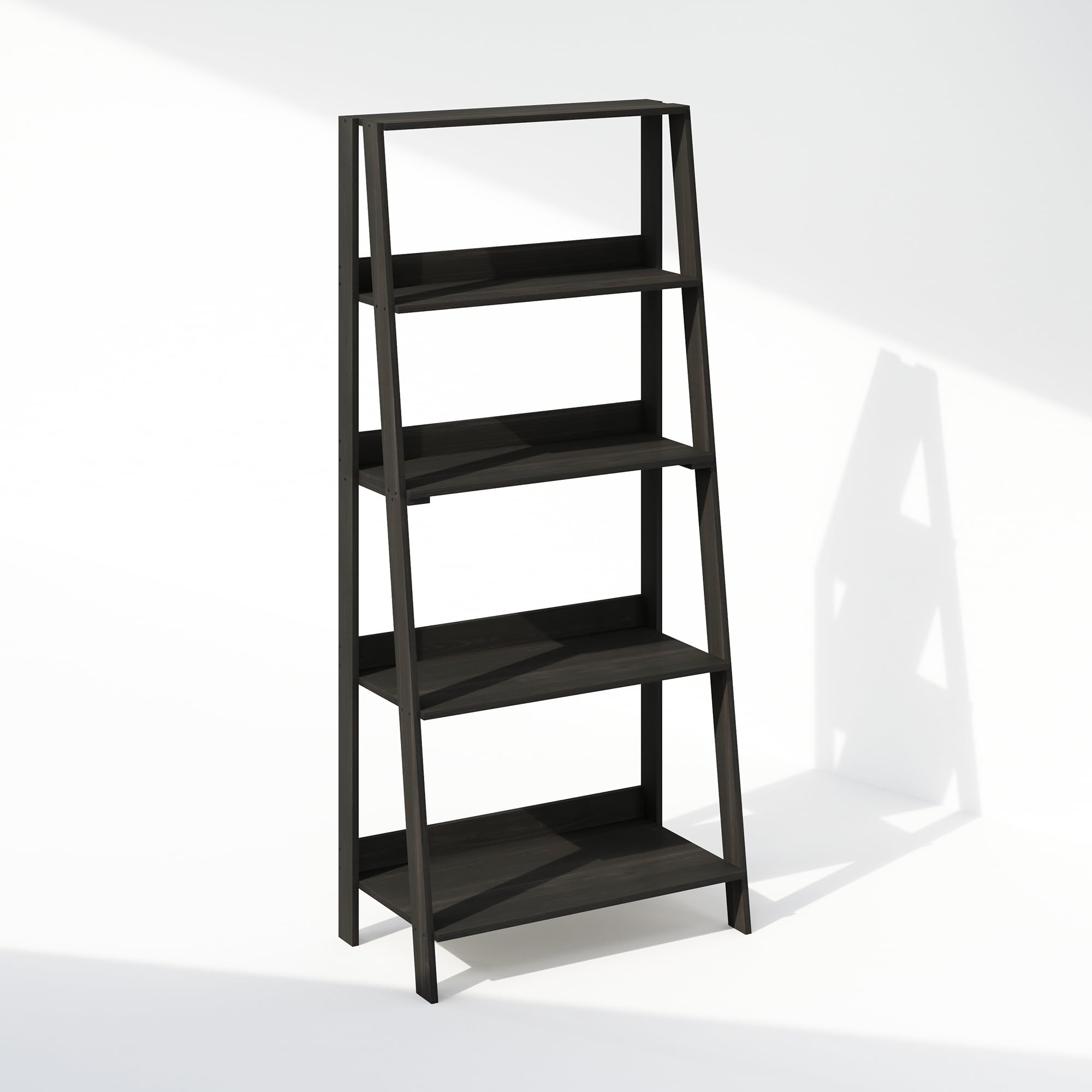 Furinno LADDER Display Shelf, 5-Tier Ladder Shelf, Ladder Bookshelf, Display Storage Shelves, 33.02 x 59.94 x 135.89 cm, for Living Room, Home Office