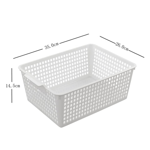 Easymanie Large Plastic Storage Basket Box, 4 Packs, White