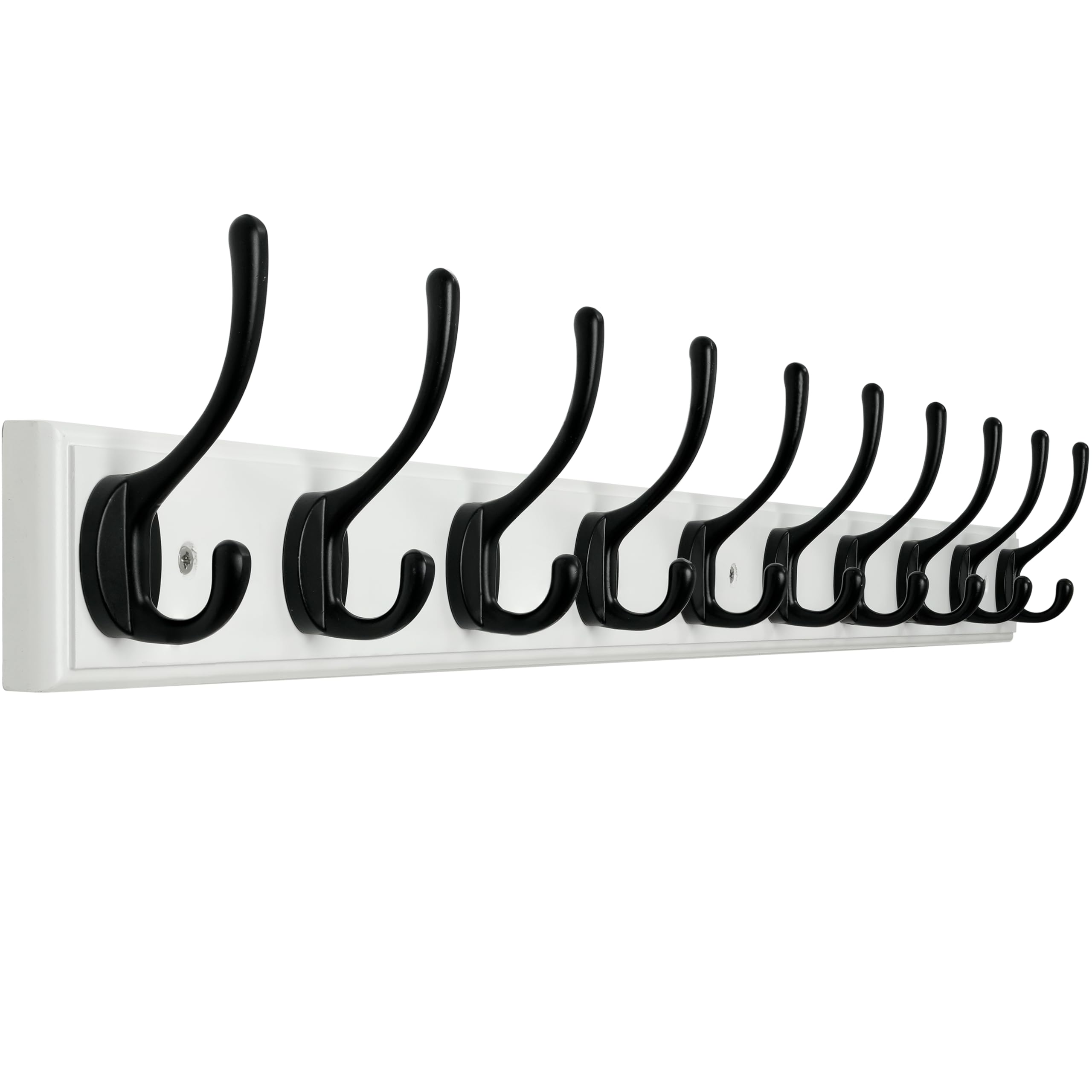 WEBI Coat Rack Wall Mounted,10 Hooks,97cm Long Wall Coat Hanger,Coat Hooks Wall Mounted for Hanging Coats,Clothes,Jacket,Black on White