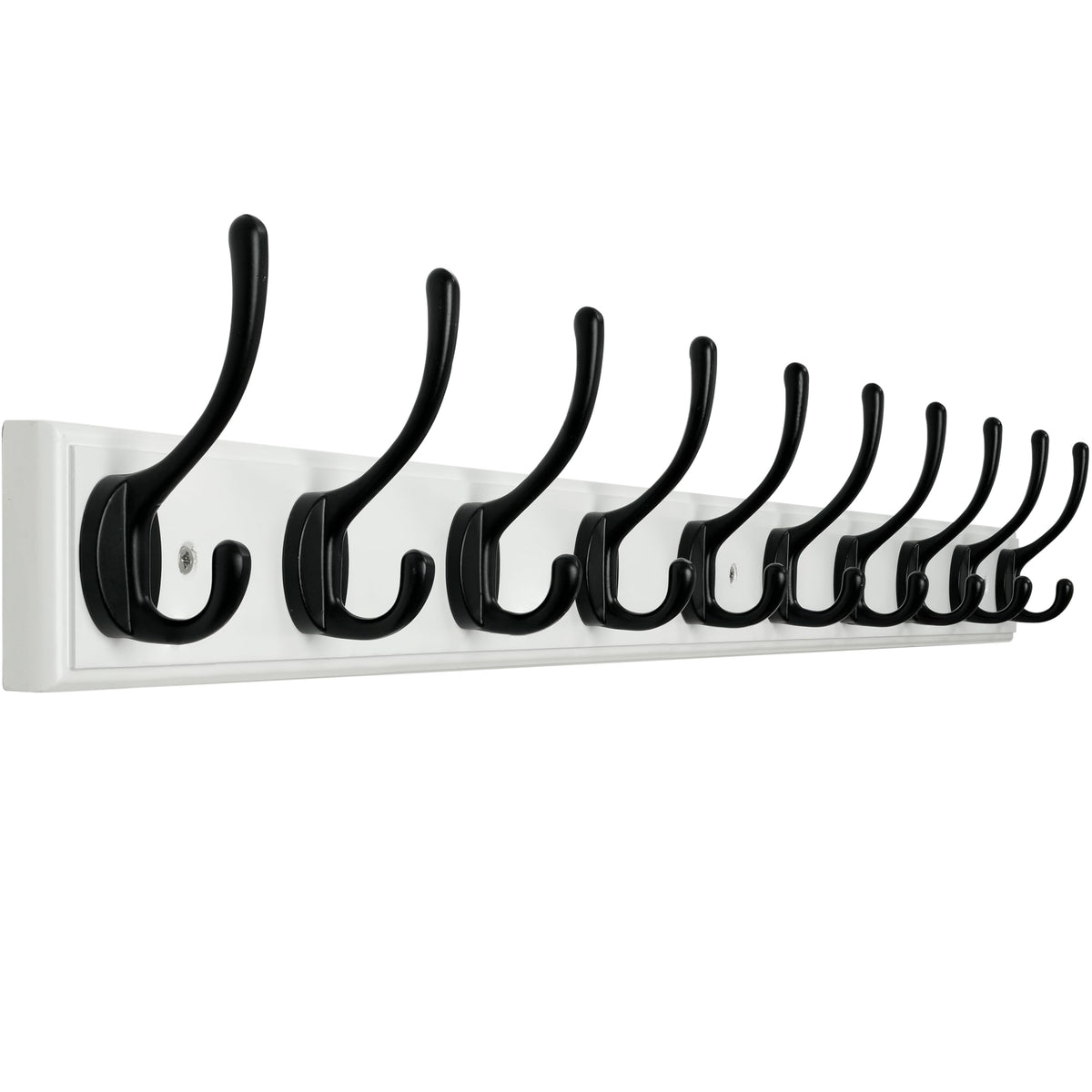 WEBI Coat Rack Wall Mounted,10 Hooks,97cm Long Wall Coat Hanger,Coat Hooks Wall Mounted for Hanging Coats,Clothes,Jacket,Black on White