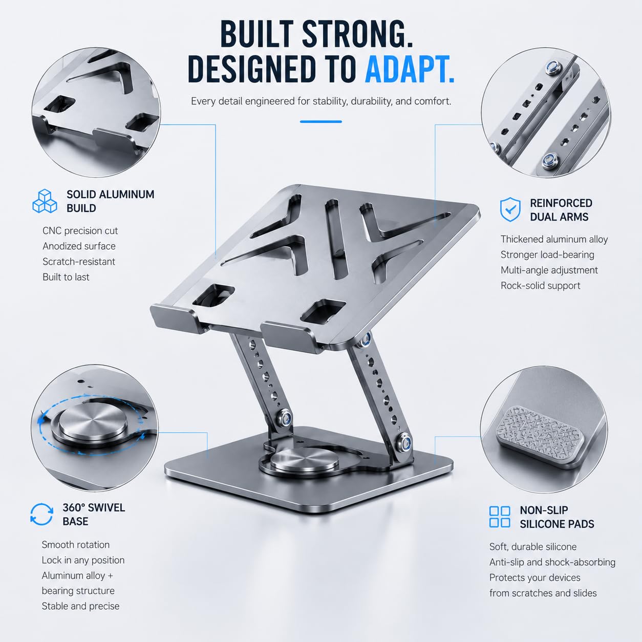 pikeman Laptop Stand 360° Adjustable, Universal for 10-17.3"